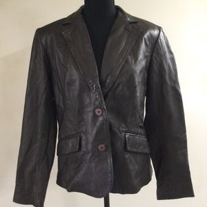 Alfani Genuine Leather Jacket Chocolate L